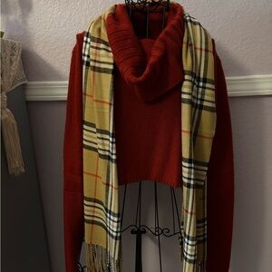 Women's  Red Cropped Cowl Turtleneck Sweater Size Small